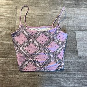 light purple, bandana design, fits like a small